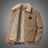 Corduroy Lambs Wool Jacket Men's Winter Loose Plus Velvet Thick Casual Lapel Jacket