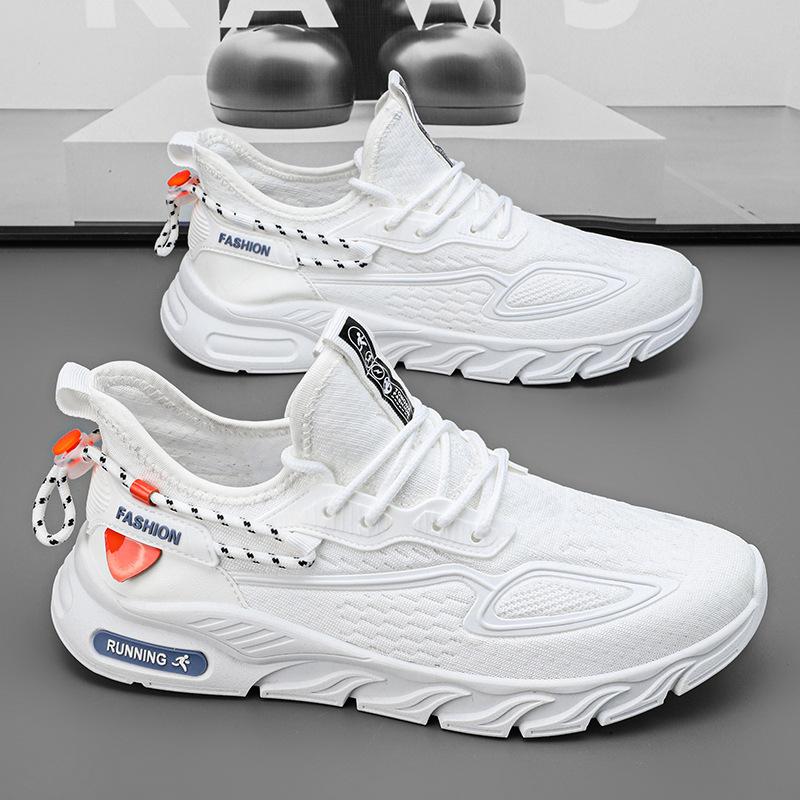 Men's Shoes Autumn Wear Thin Fly-woven Mesh Breathable Casual Versatile Sports Youth Soft Sole Wear-resistant Dad Shoes