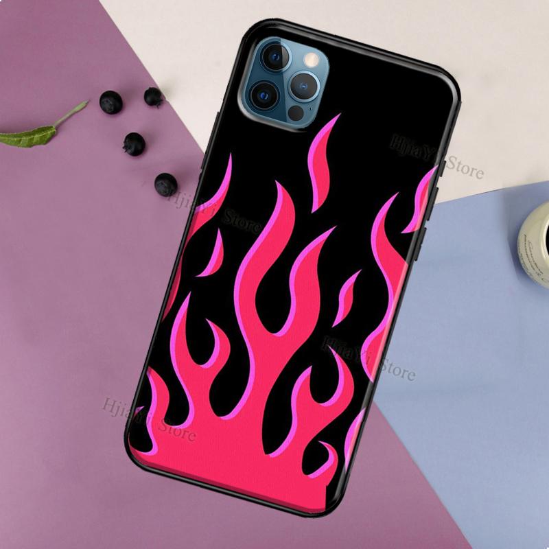 Чехол Flame Aesthetic Светло-синий Огненно-розовый для iPhone 13 12 11 14 Pro Max 6S 7 8 Plus SE 2020 12 13 Mini X XR XS Max Задняя крышка