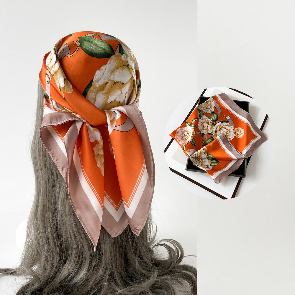 Весенне-летний атласный длинный шарф для женщин, солнцезащитная шаль, модный атласный длинный шарф для красоты, универсальный дорожный шарф