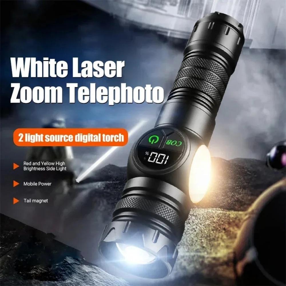 Most Powerful LED Flashlight White Laser Tactical Flash Light USB Rechargeable Zoom Torch Long Range Lamp Camping Lantern