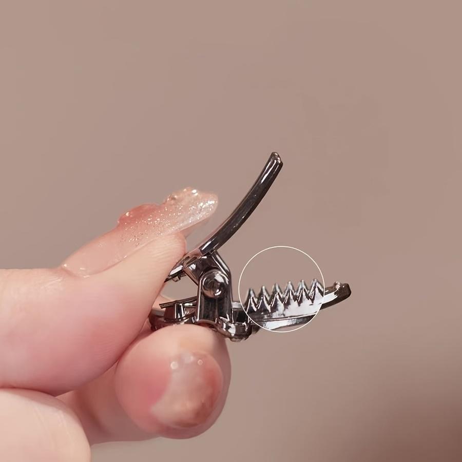 2-Pack Mini Forehead Hair Clips with Rhinestone Stars, Side Duckbill Clips, High-End Small Bangs Clips with Hairpins