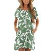 Women's Fashion Casual Round Neck Short Sleeve Ruffled Vintage Printed Dresses