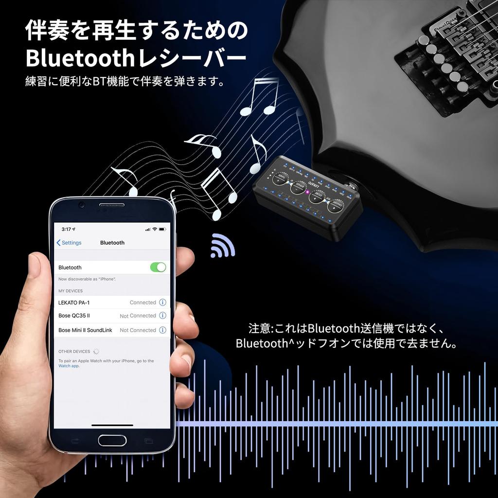 Усилитель для гитарных наушников Bluetooth Mini Plug 10 моделей усилителей с тюнером и эффектами LEKATO Inlay Delay Reverb Chorus Overdrive Перезаряжаемый для