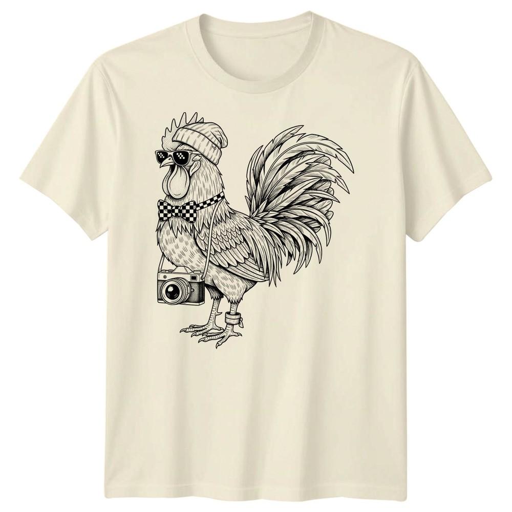 Rooster Photography Hobbies Mens T-Shirt Animal Camera Beanie Tee
