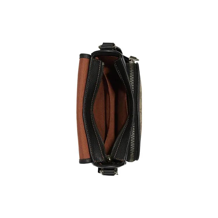 COACH Sullivan Coated Canvas Refined Pebbled Leather Crossbody Bags Small Men's Brown Black (Unisex) Crossbody Bags CC032 QBTUP