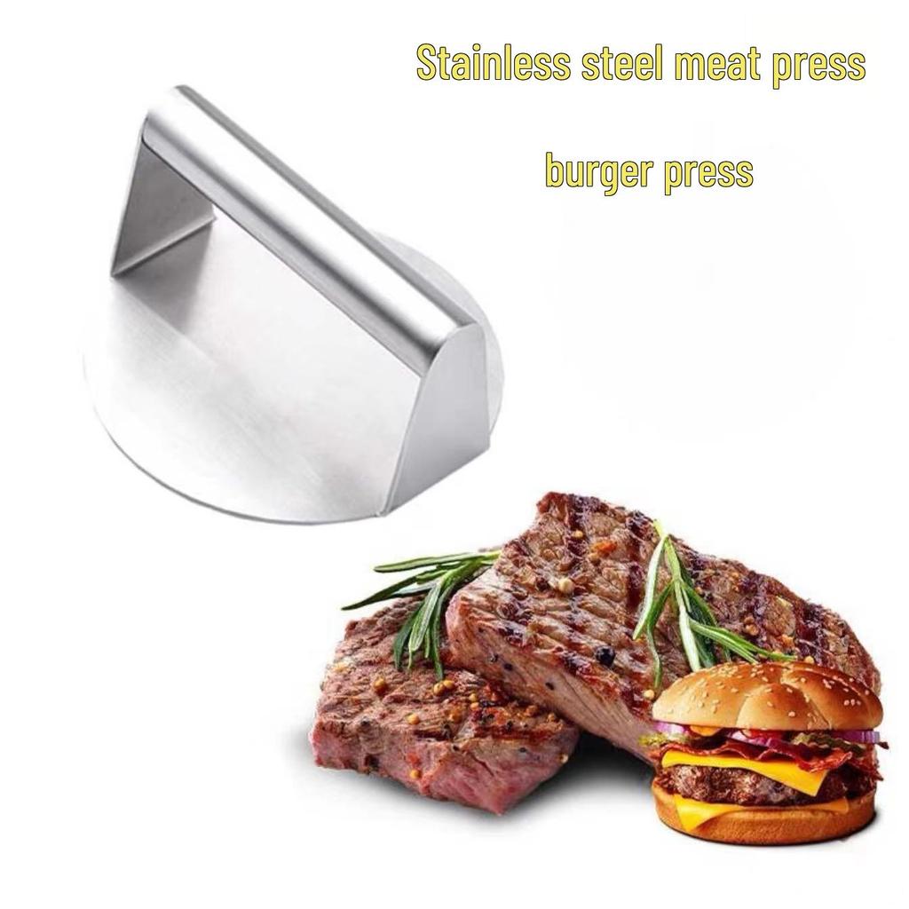 Stainless Steel Square Patty & Steak Press - Manual Teppanyaki & Hamburger Tool