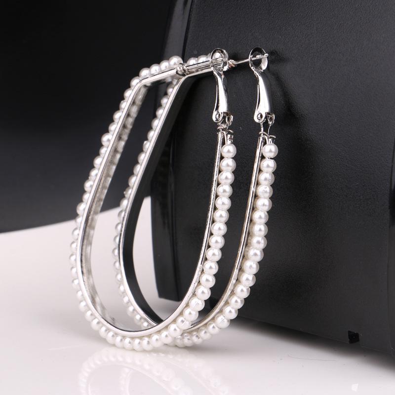 Gold & Silver Geometric Pearl Rice Bead Earrings - Trendy, Versatile, Retro E82