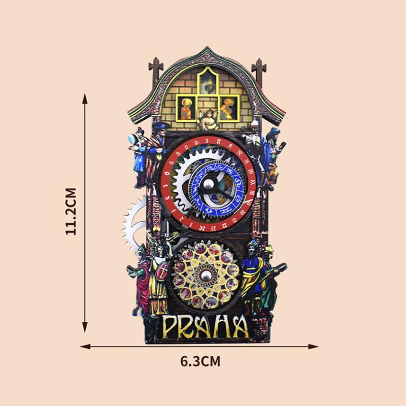 2025 Пражский хронометр деревянные ретро магниты на холодильник шестерня вращающаяся 3D магнитные магниты на холодильник