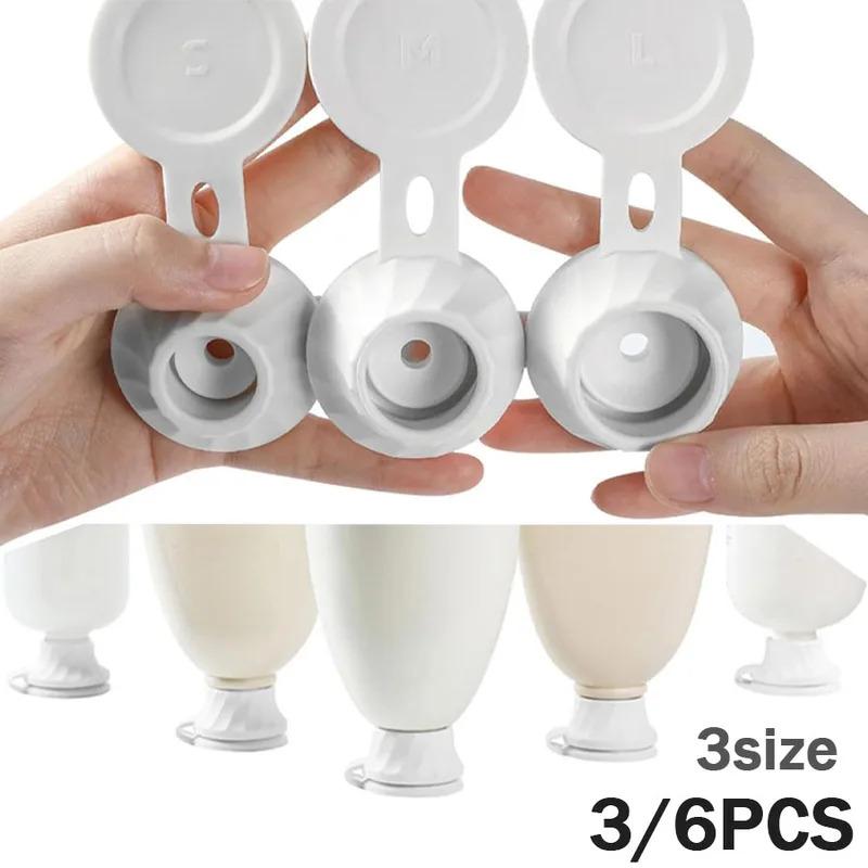 3‑6Pcs Inverted Bottle Emptying Caps, 3‑Size Transfer Adapters Flipping Bottle Caps for Residue Liquid