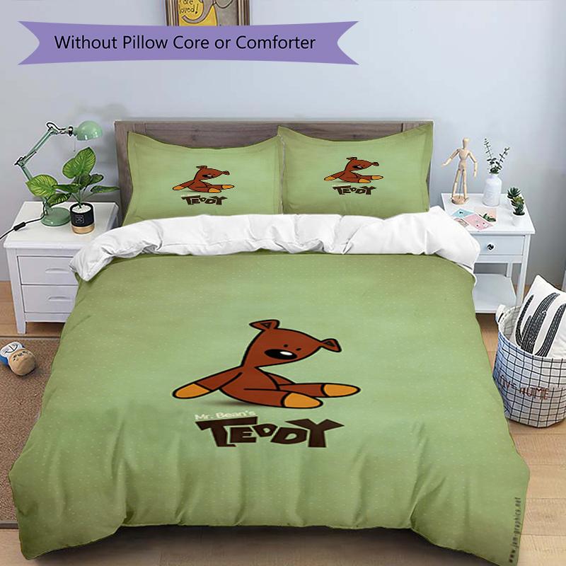 3pcs Mr Bean Bedding Set Duvet Cover Closure Includes 1 Duvet Cover & 2 Pillowcases, Soft and Comfortable for All Seasons.
