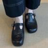 Round Head T-buckle with Mary Jane Shoes, New Women's Shoes, Retro Shallow Mouth Single Shoes, Women's Small Leather Shoes