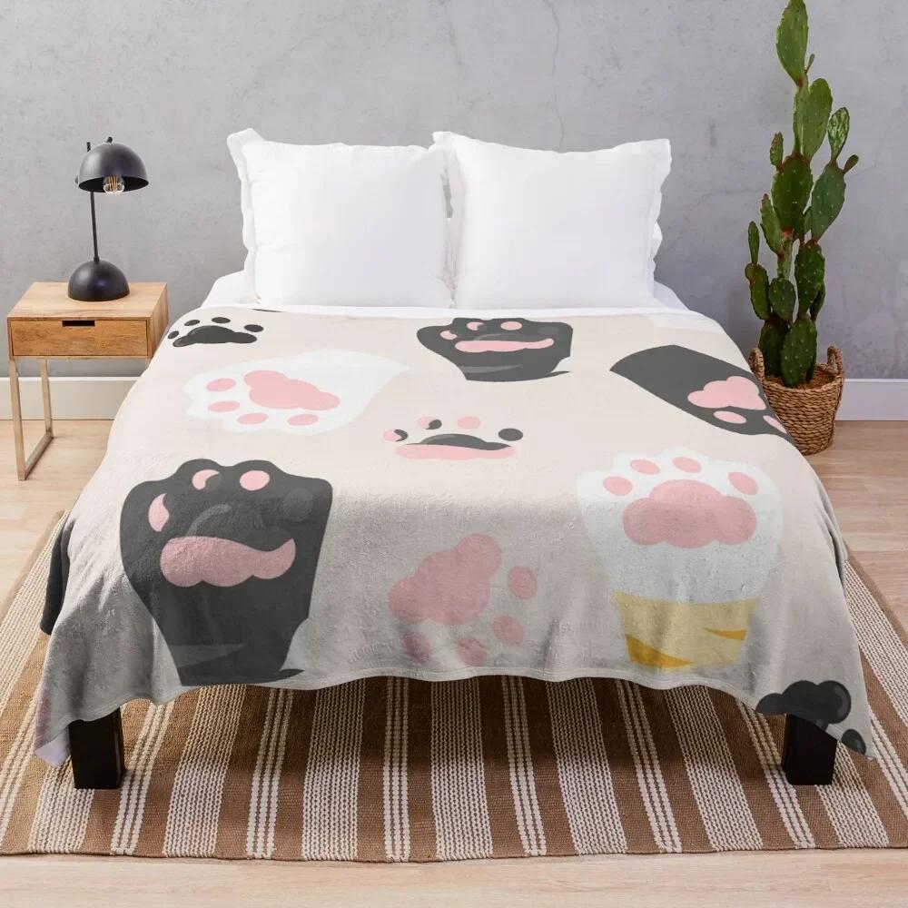 Footprint Flannel Throw Blanket Cute Kawaii Dog Footprint For Kid Girls Gift Lightweight Warm Soft King Queen Size For Couch Bed