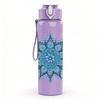 1PC Blue Snowflake Mandala Design 750ml Color Plastic Sports Water Bottle Leakproof Flip Straw Lid Suitable for Sports Office Home Use