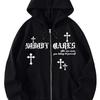 2024 Gothic Star Cross Print Zip-up Hoodie Sweatshirt
