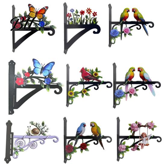 Sky Garden Wall Combination Metal Plant Hanger Hook Heavy Duty Hanging Basket Bracket Decorative Parrot Imitation Rust Orange Cat Flower Butterfly for