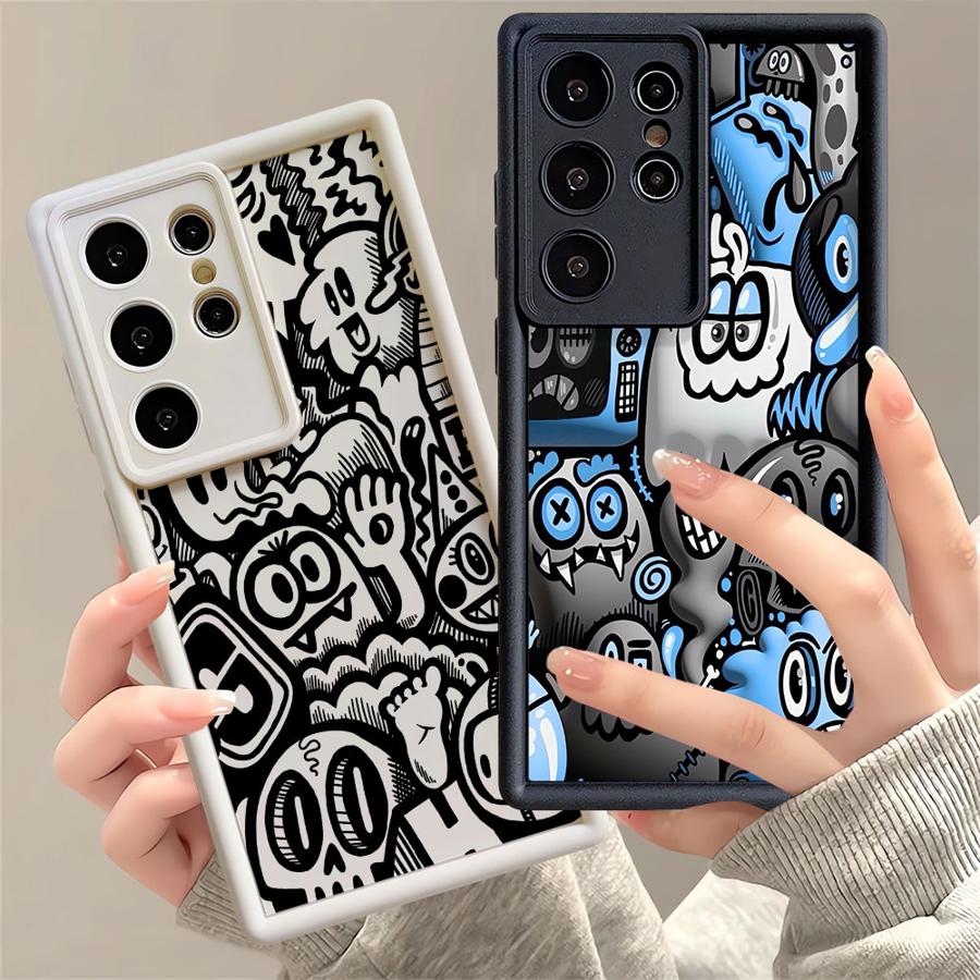 Супер крутой черный чехол-бампер с граффити для Samsung Galaxy S24 Plus S22 S20 S21 S23 FE S25+ S25 Ultra S24+ S22+ S23+