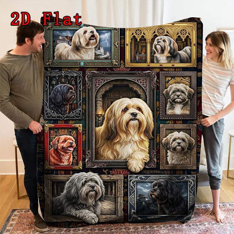 Canine Legacy Portraits 2D Flat Pattern Flannel Blanket, High quality All Seasons, Home Decor, Warmth and Comfort, Perfect for Christmas Gifts.