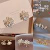 1Pair Korean Style Opal Flower Earrings Trendy Simple Shiny Zircon Stud Earrings For Women Fine Luxury Jewelry Gift