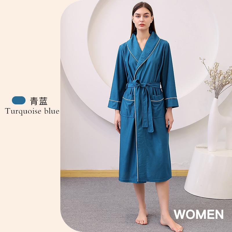 Пары весна лето V-образный вырез тонкий атласный халат женский шнуровка быстросохнущая пижама длинный халат с карманами