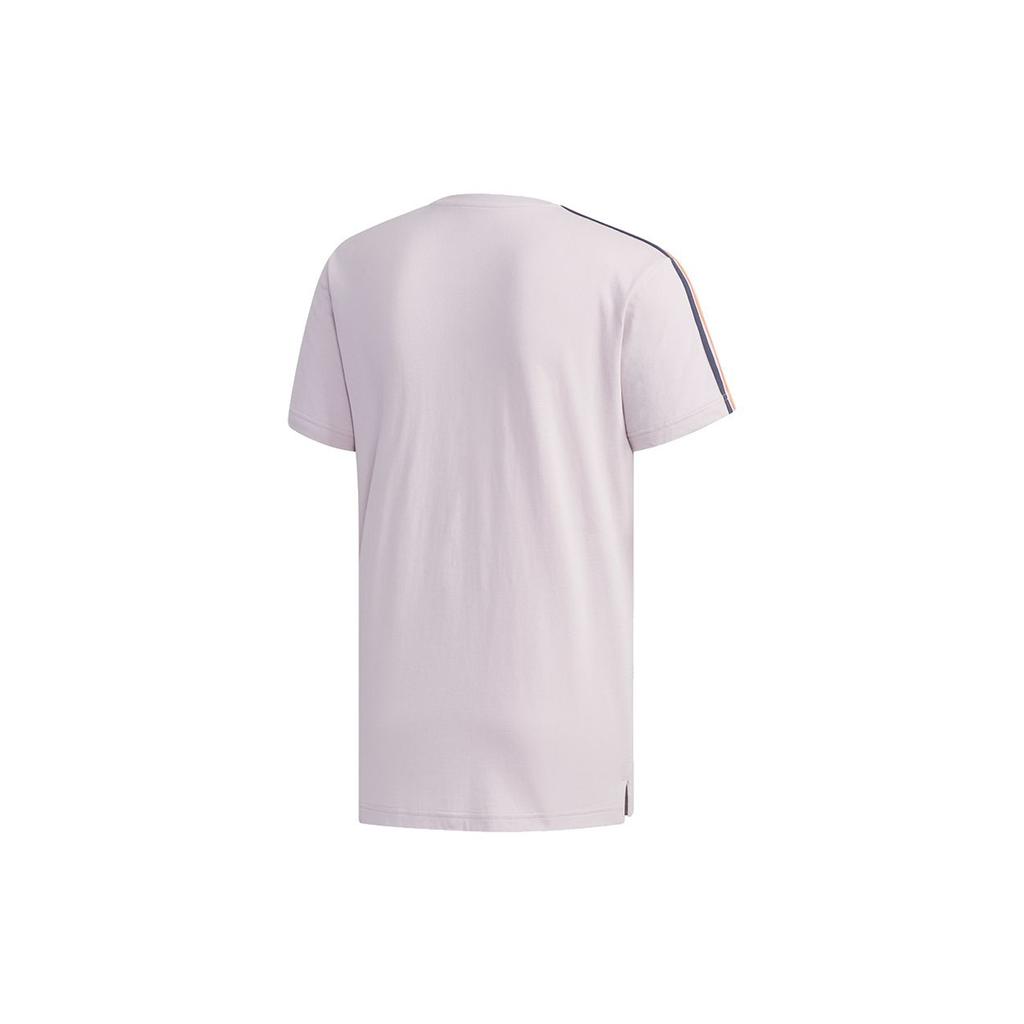 Adidas Neo Collision Color Stripe Skateboard Print Straight Tee Men Tops Purple Pink FK9914