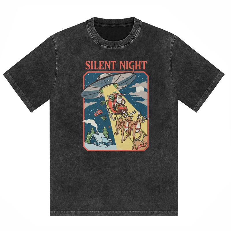 Серия комиксов ужасов Счастливого Рождества Мой первый огнемет Принт Футболки Винтажные выстиранные хлопковые футболки Подарочная одежда