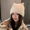 Шапка с кошачьими ушками Y2k Ветрозащитная женская шапка-бини Модная вязаная шапка-пуловер для девочек