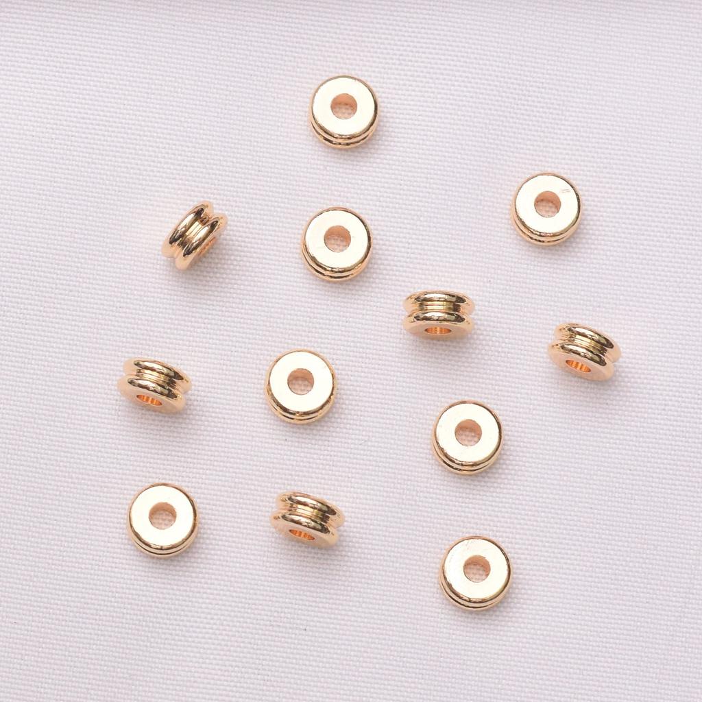 100 шт. 18-каратного золота, двухслойная, сохраняющая цвет, гладкая, разделительная прокладка для бусин, аксессуары для бижутерии ручной работы, разделительная прокладка из бисера