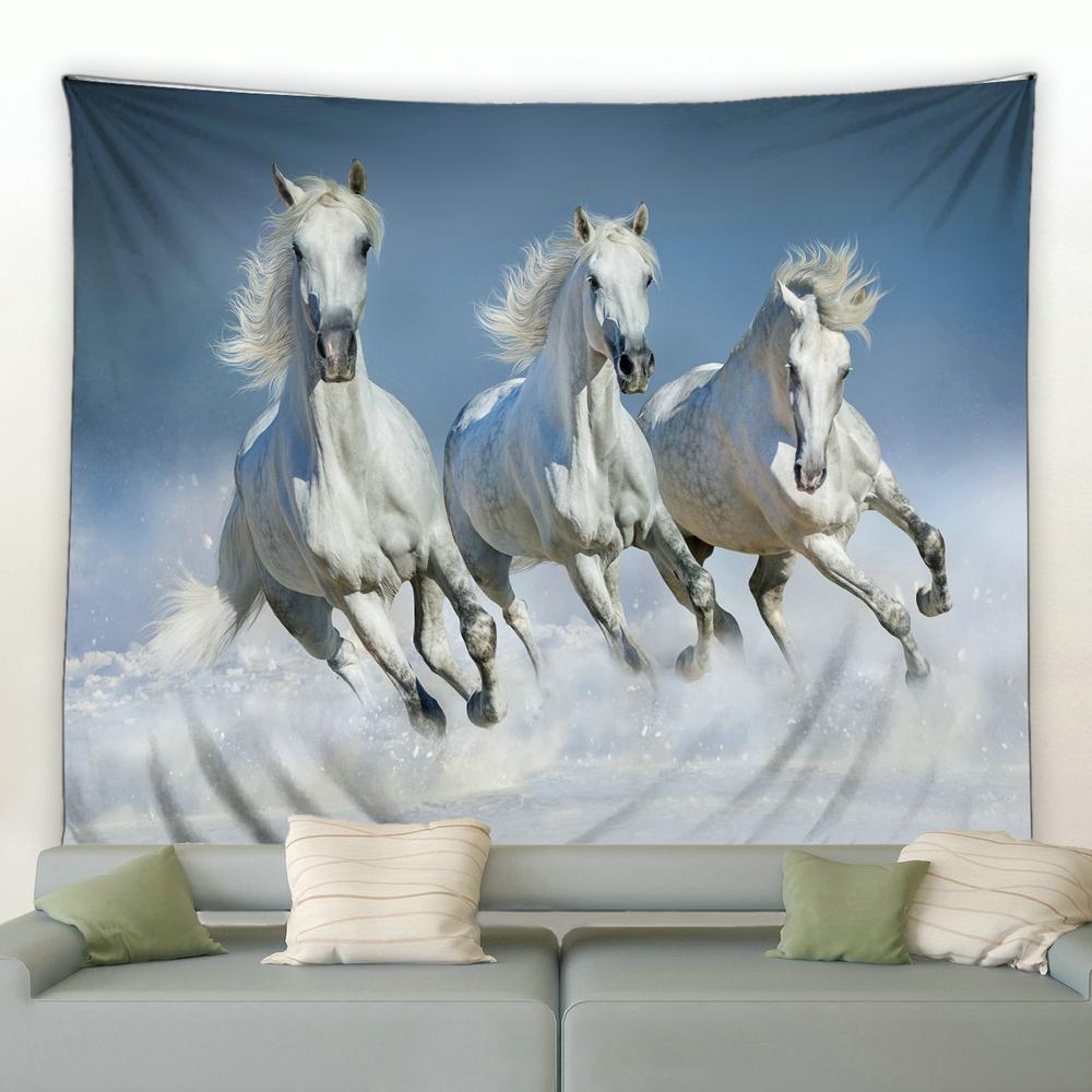 Тканое полотно с принтом Pentium Horse, настенный гобелен, полиэфирная ткань, декор для гостиной, рисунок диких животных, большой плед для дивана