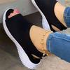 Women's Fashion Casual Pure Color Knitted Mesh Printed Flat-Bottom Comfortable Trend All-match Summer Sandals