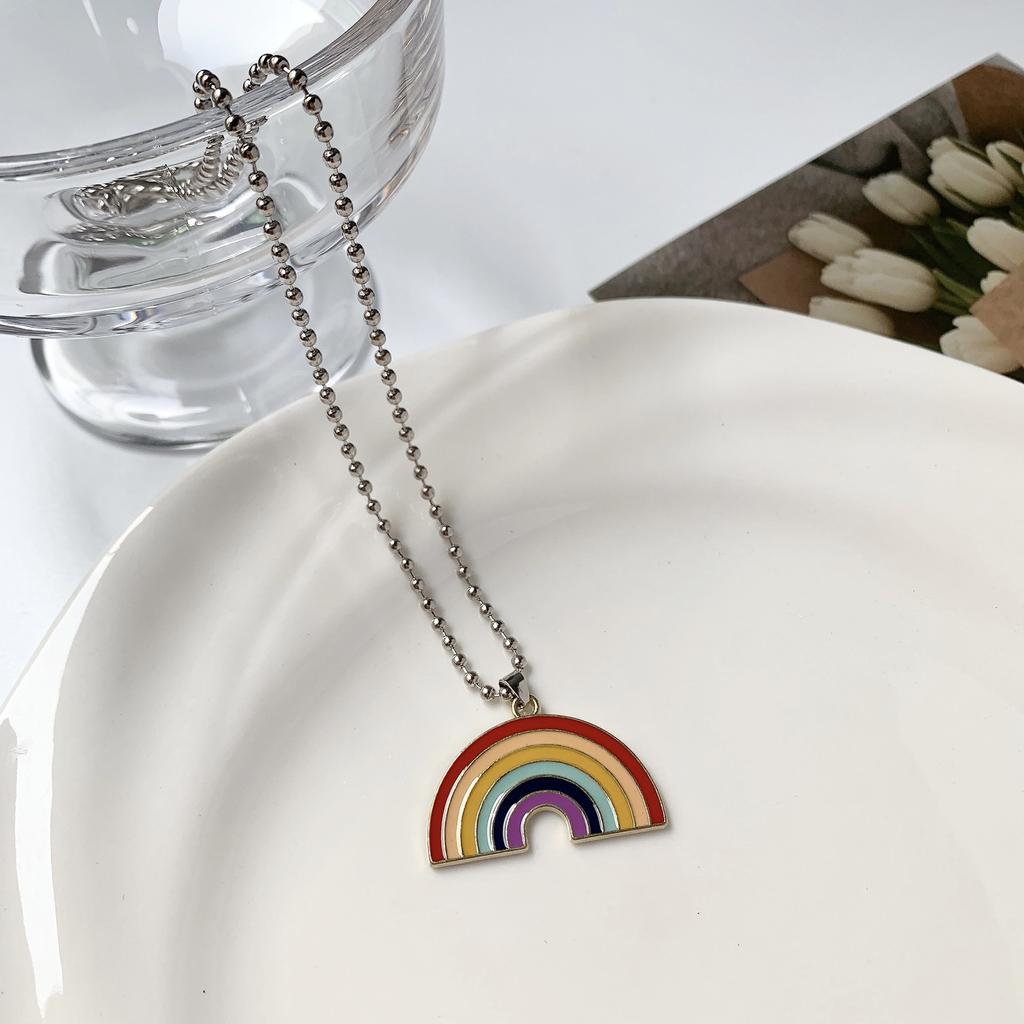 Sweet Cool Bear Series Metal Necklace Simple Retro Round Brand Pendant Versatile Niche Design Clavicle Chain