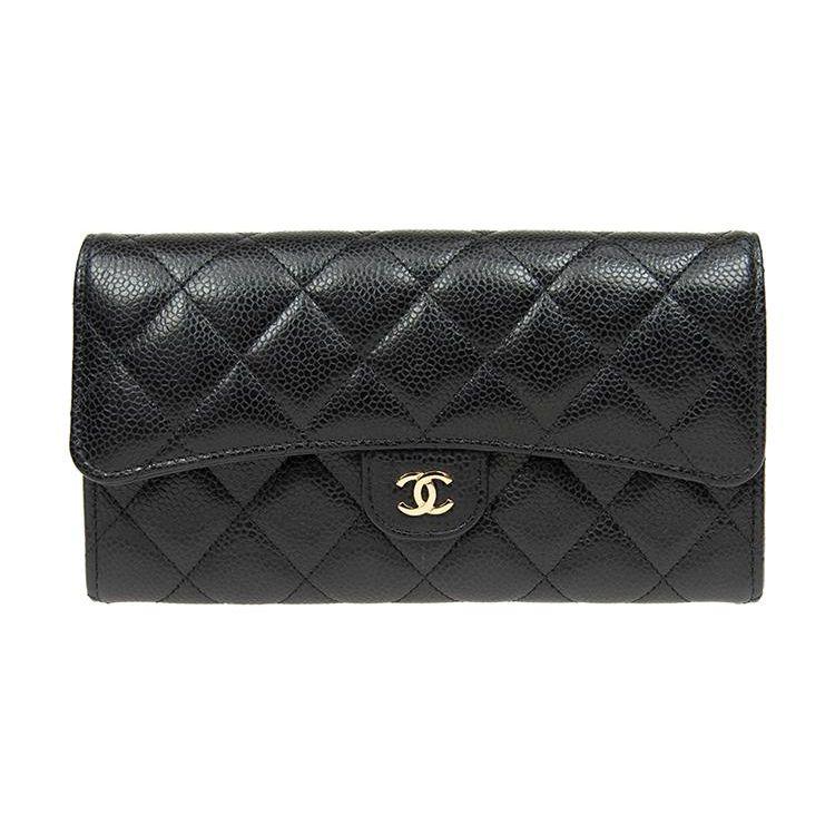 Chanel 23P Классический стеганый длинный кошелек-портмоне Женский кошелек Черный AP0241-Y01864-C3906
