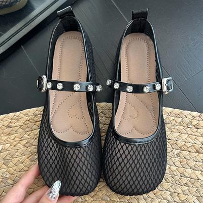 Модные летние сетчатые женские балетки-сандалии дизайнерские туфли с пряжкой 2025 новый тренд модные туфли на плоской подошве для ходьбы удобные мягкие chaussures femme