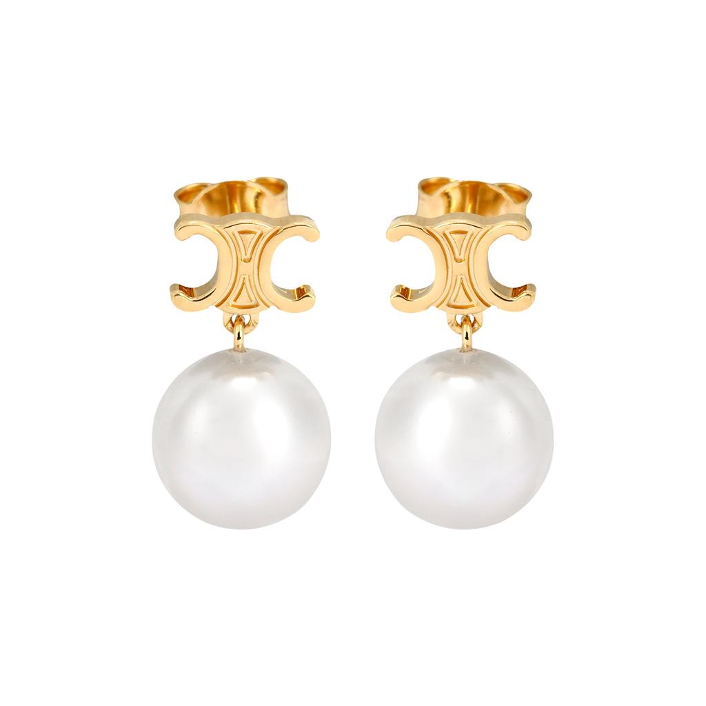 CELINE Les Perles CELINE Earrings In Brass With Gold Finish And Glass Pearls Women's 460TZ6BPE01GI