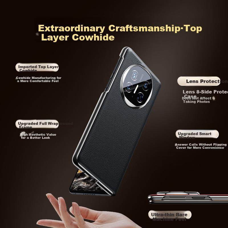 Leather Instantly Becomes A MasterLeather Case for Huawei Mate X6, Collector's Edition Flip Cover Full Coverage Case for Foldable Screen Phones