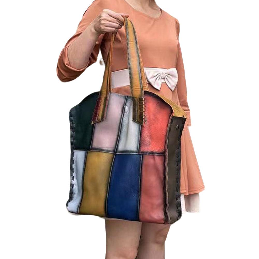 Большая вместительная сумка-тоут из коровьей кожи, простая мягкая кожаная сумка для поездок на работу, женская сумка, модная сумка через плечо