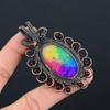 Радужный солнечный кварцевый драгоценный камень из чистой медной проволоки, обернутый ручной подвеской, ювелирные изделия для подарка
