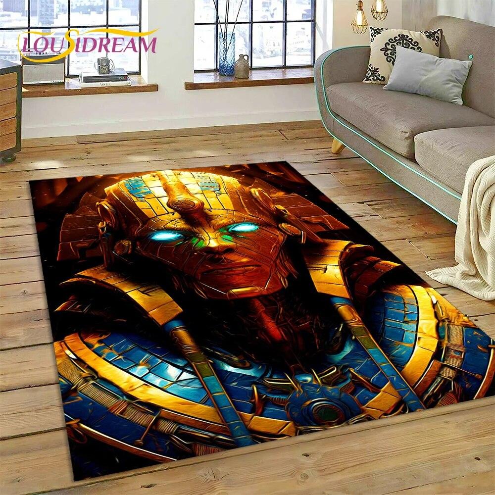 3D Anubis Pharaoh Horus Egyptian Mythology Gods Carpet Rug for Home Living Room Bedroom Sofa Doormat Decor,Area Rug Non-slip Mat