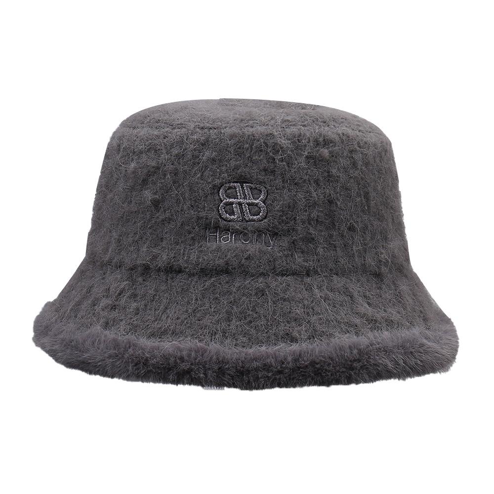 New fashion plush woolen imitation mink bucket hat women's autumn and winter versatile show small face warm bucket basin hat