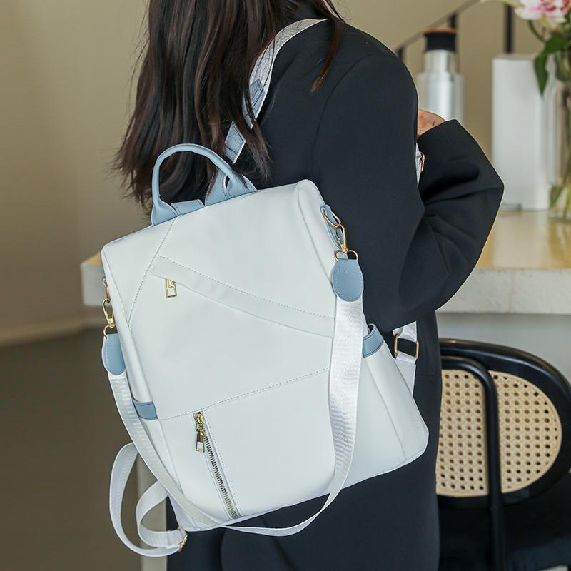 Женский рюкзак с цветными блоками, большая вместительная дорожная сумка, мягкая кожаная сумка через плечо, женская сумка двойного назначения