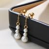 Banyan Tree S925 Silver Three-Pearl Tassel Earrings for Women