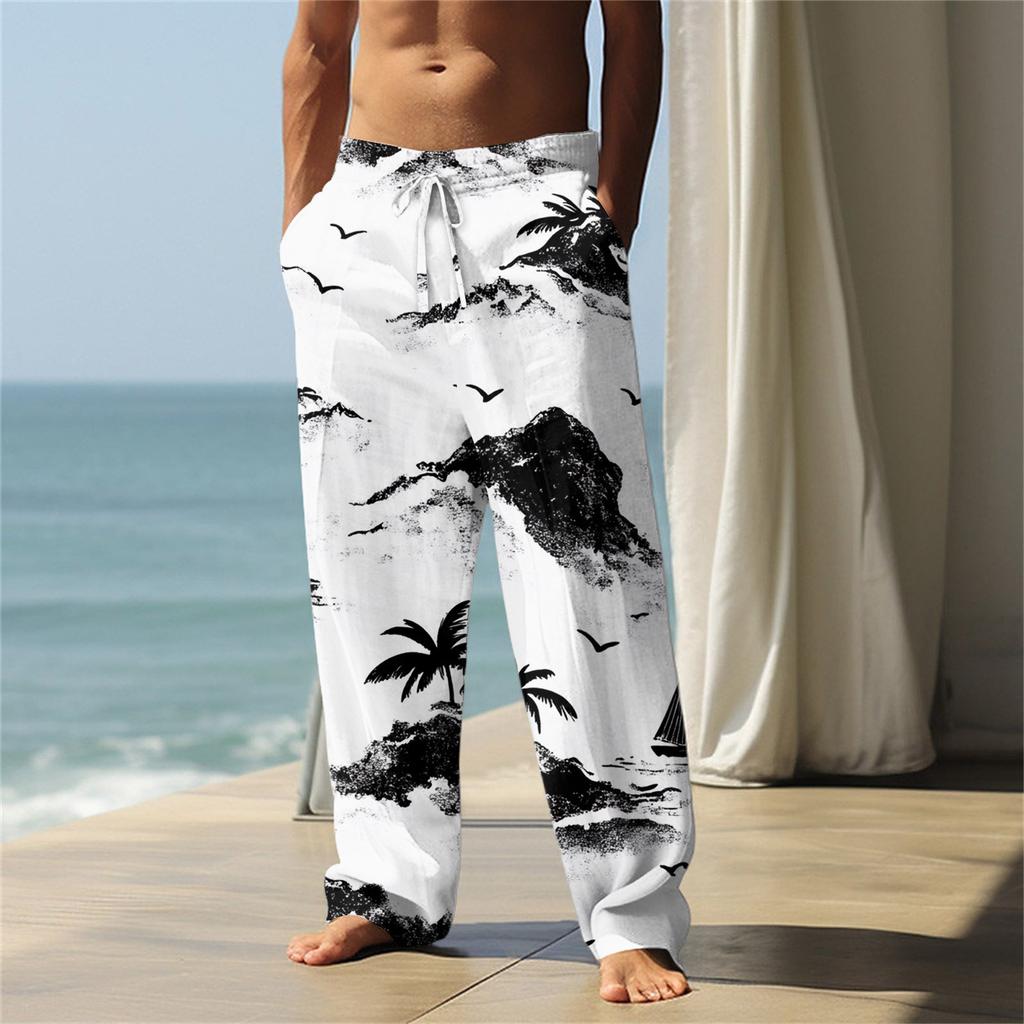 Гавайские мужские повседневные брюки с принтом