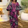 Oversized Women Round Neck Puff Long Sleeve Front Print Plus Size Dresses