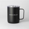 DEAN & DELUCA Stainless Steel Mug with Lid, Black, 300ml, Keeps Drinks Hot and Cold