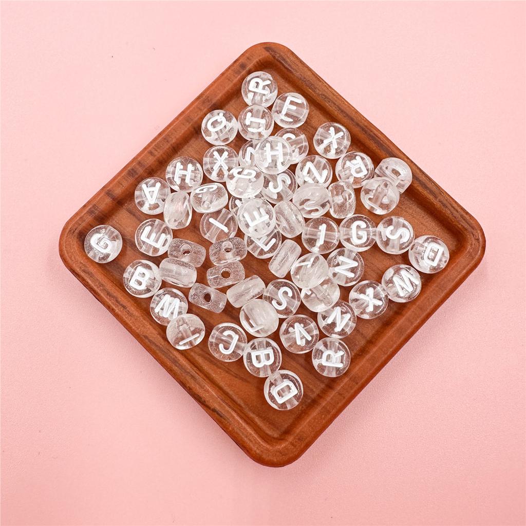 100Pcs 7mm DIY Crafts Transparent Letter For Jewelry Making Loose Beads Necklace Bracelet Pendant Wholesale