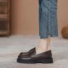 Настоящие мягкие кожаные мокасины женские на платформе с одной педалью одинарные туфли увеличивают рост британский стиль маленькие кожаные туфли женские