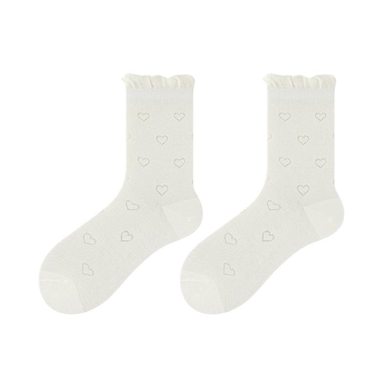 Summer Bow Hollowed-out Mesh Socks for Girls, Lace for Girls, Pile Socks, Thin Cotton Socks for Women