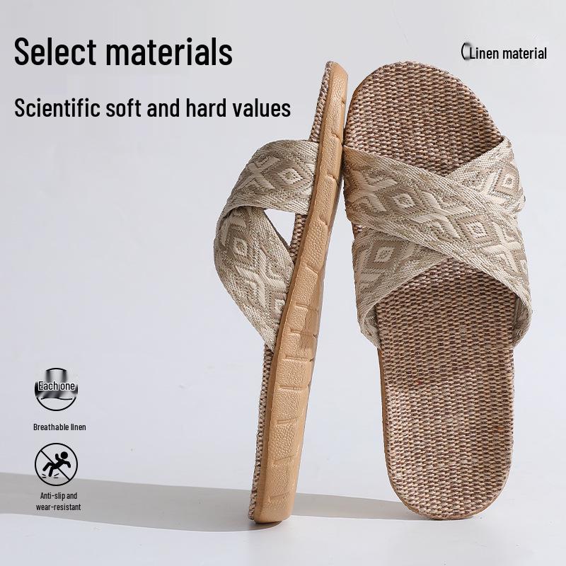 FL Four Seasons Women's Linen Deodorant Anti-slip Indoor/Outdoor Silent Slippers