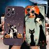 Эстетика Черной Кошки-Ведьмы Мягкий Чехол для Телефона для iPhone 16 16E 17 Air 15 Pro Max 14 Plus 13 Mini 11 12 7 Черная Защитная Крышка Задняя Панель