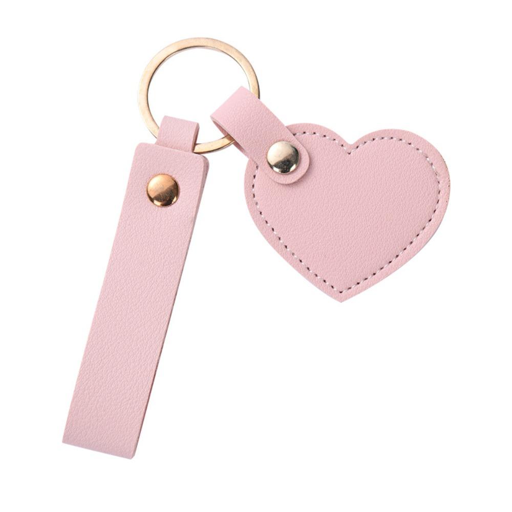 Solid Color Leather Heart Keyring PU Colorful Pendant Fashion Heart Shape Keychain  Unisex
